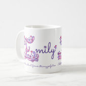 Emily naam betekent hartbloem E monogram mok (Voorkant links)