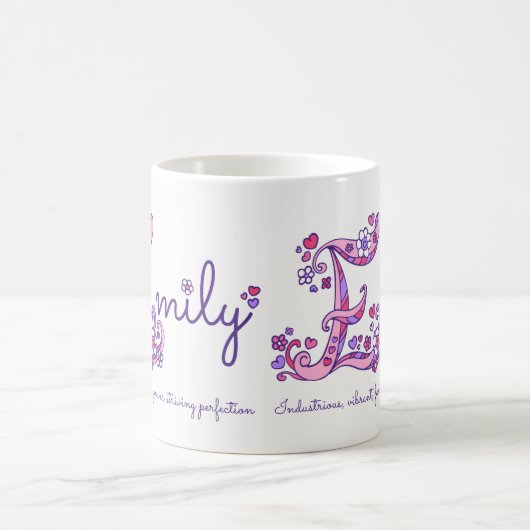 Emily naam betekent hartbloem E monogram mok (Center)
