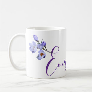 Emily naam blauwe krokus bloemen Koffiemok