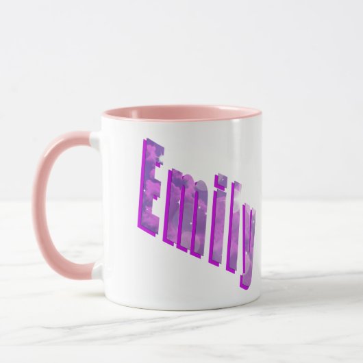 Emily, naam Logo, Roze Combo Coffee Mok (Links)