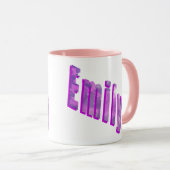 Emily, naam Logo, Roze Combo Coffee Mok (Voorkant rechts)