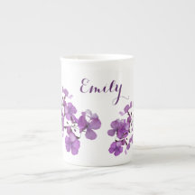  Emily naam monogram paarse bloemen