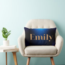 Emily Naam Navy Blauwe Elegante Worp Kussen