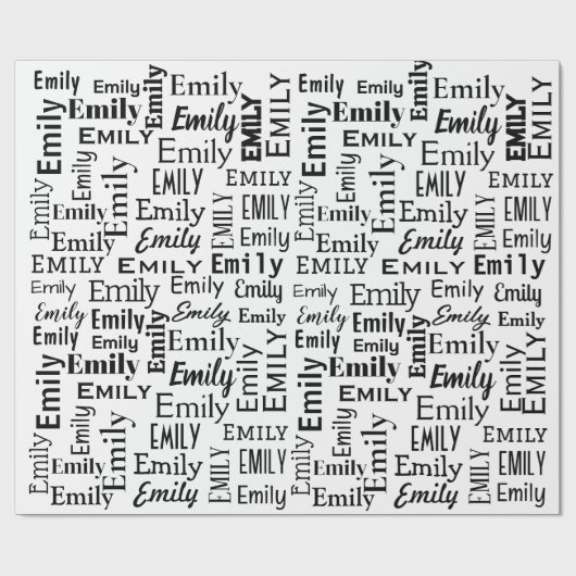 Emily naam op wit cadeaupapier (Vlak)