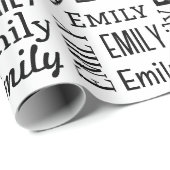 Emily naam op wit cadeaupapier (Rol Hoek)