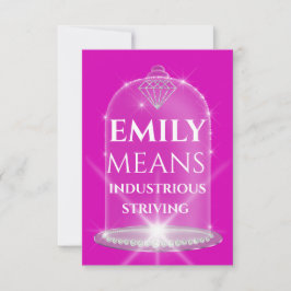Emily Name Betekenis Diamond Birthday Pink Kaart