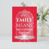 Emily Name Betekenis Diamond Birthday Red Kaart (Staand voorkant)