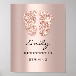 Emily Name Betekenis nieuwe Baby Feet Roos Gift Poster