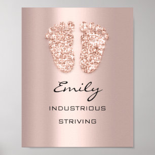 Emily Name Betekenis nieuwe Baby Feet Roos Gift Poster