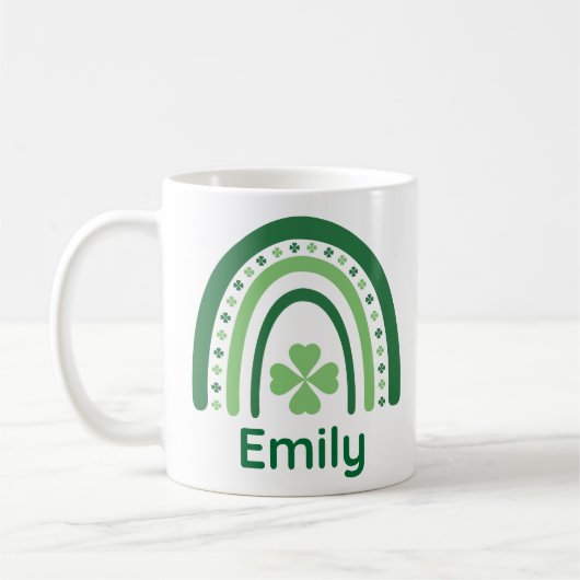 Emily Name Clover Boho Rainbow Koffiemok (Links)