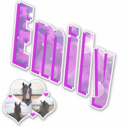 Emily Name With Horses, Sticker (Voorkant)
