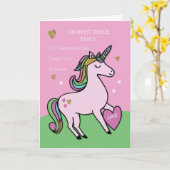 Emily, Niece, Magical Unicorn Valentijnsdag Kaart (Gele Bloem)