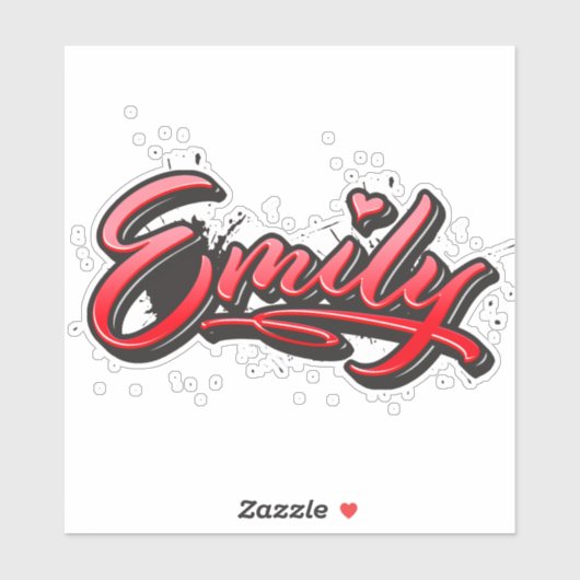 Emily red Heart Graffiti Aufkleber Sticker (Vel)