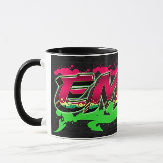 Emily Vorname Name Graffiti red green Tasse Mok (Links)