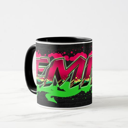 Emily Vorname Name Graffiti red green Tasse Mok (Voorkant links)