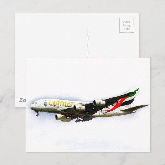 Emiraten Airline A380 Art Briefkaart (Voorkant / Achterkant)