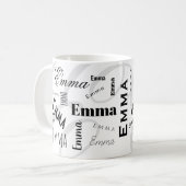Emma Aangepaste Naam  Zwart Wit Koffiemok (Voorkant links)