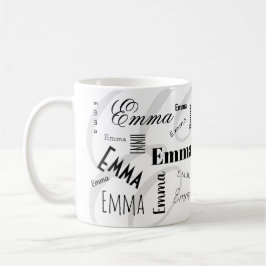 Emma Aangepaste Naam Zwart Wit Koffiemok