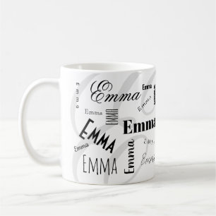 Emma Aangepaste Naam  Zwart Wit Koffiemok