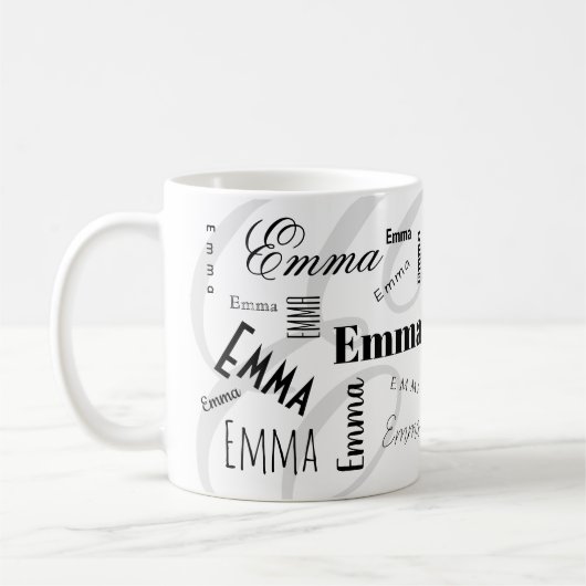 Emma Aangepaste Naam  Zwart Wit Koffiemok (Links)