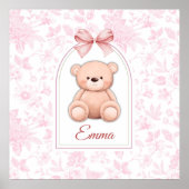 Emma | Aangepaste Roze Teddybeer Nursery Design Poster (Voorkant)
