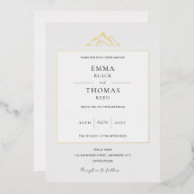 EMMA Berg Minimalistische Duifgrijze Folie Uitnodi
