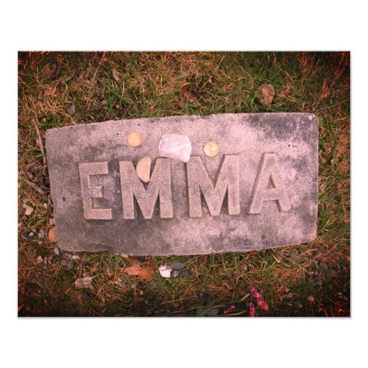 Emma Borden Grave Marker, Herfst River, MA Foto Afdruk (Voorkant)