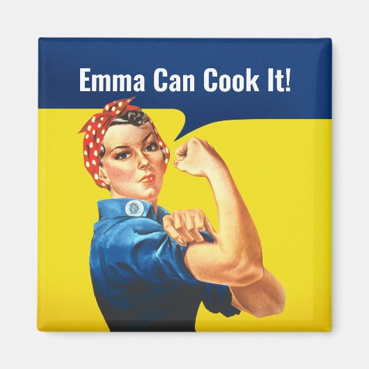 "EMMA Can COOK It" motivatie Rosie the Riveter, Magneet (Voorkant)