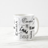 Emma Custom Name  Black White Coffee Mug Koffiemok (Voorkant rechts)