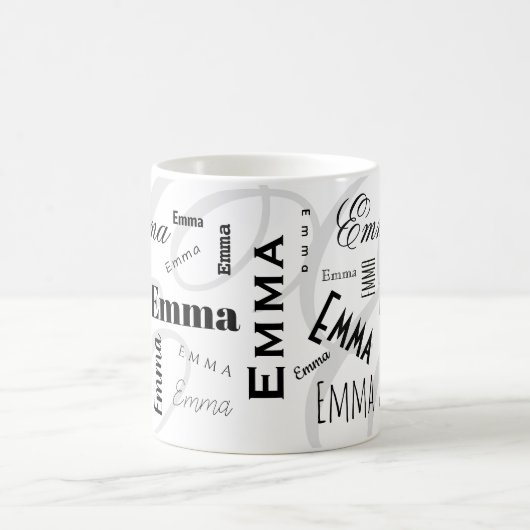Emma Custom Name  Black White Coffee Mug Koffiemok (Center)