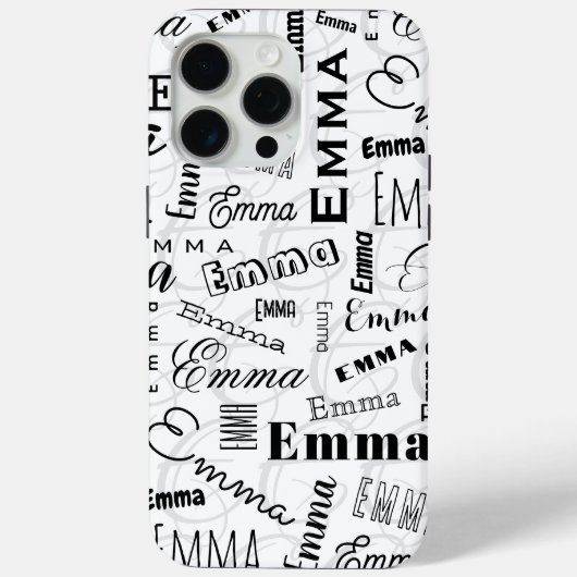 Emma Custom Name Zwart Wit Case-Mate iPhone Case (Achterkant)