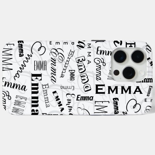 Emma Custom Name Zwart Wit Case-Mate iPhone Case (Achterkant (horizontaal))