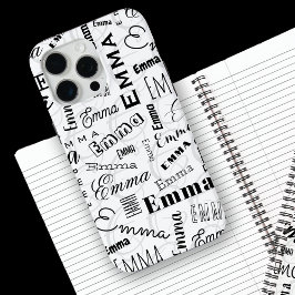 Emma Custom Name Zwart Wit iPhone 15 Pro Max Hoesje
