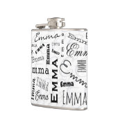 Emma Custom Name Zwart Wit Heupfles (Links)