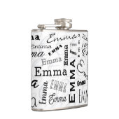 Emma Custom Name Zwart Wit Heupfles (Rechts)