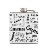 Emma Custom Name Zwart Wit Heupfles (Achterkant)