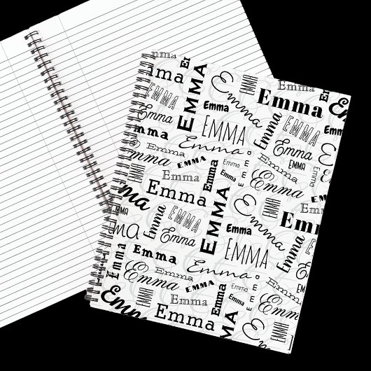 Emma Custom Name Zwart Wit Notitieboek