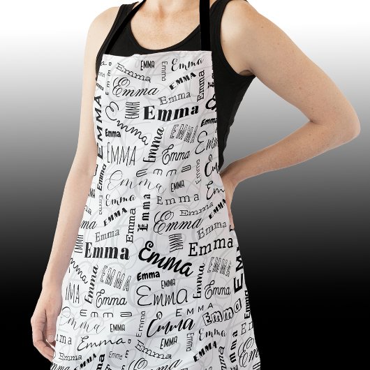 Emma Custom Name Zwart Wit Schort