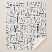 Emma Custom Name Zwart Wit Sherpa Deken (Voorkant)