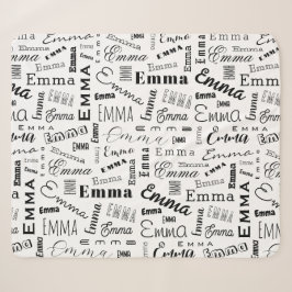Emma Custom Name Zwart Wit Sherpa Deken