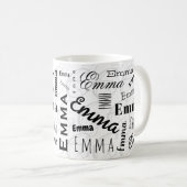 Emma Custom Name Zwart Witte Koffie Mok (Voorkant rechts)