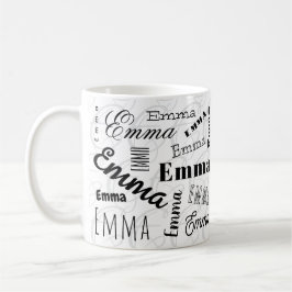 Emma Custom Name Zwart Witte Koffie Mok