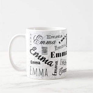 Emma Custom Name Zwart Witte Koffie Mok