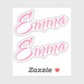 Emma decoratieve naam in roze x2 Sticker (Vel)