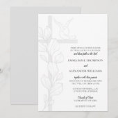 Emma Elegant Cross & Doves Christelijk Wedding Kaart (Voorkant / Achterkant)