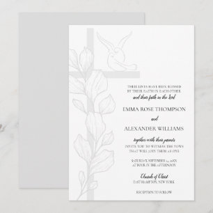 Emma Elegant Cross & Doves Christelijk Wedding Kaart