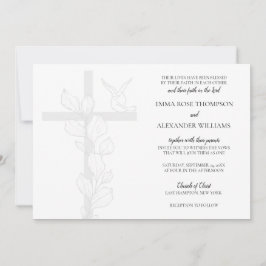 Emma Elegant Cross & Doves Christelijk Wedding Kaart