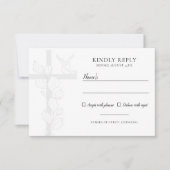 Emma Elegant Cross & Doves Christelijk Wedding RSVP Kaartje (Voorkant)
