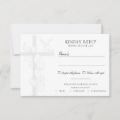 Emma Elegant Cross & Doves Wedding Meal Choice RSVP Kaartje (Voorkant)