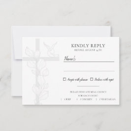 Emma Elegant Cross & Doves Wedding Meal Choice RSVP Kaartje
